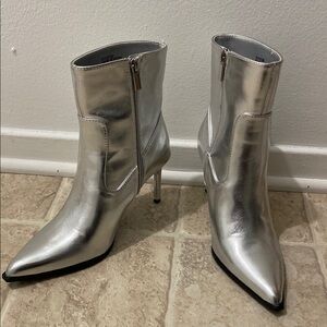 Silver Stiletto Ankle Boots